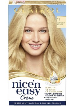 Clairol Nice'n Easy Crème, Natural Looking Oil Infused Permanent Hair Dye, 11 Ultra Light Blonde