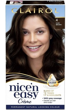 Clairol Nice'n Easy Crème, Natural Looking Oil Infused Permanent Hair Dye 4 Dark Brown