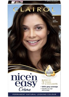 Clairol Nice'n Easy Crème, Natural Looking Oil Infused Permanent Hair Dye 4 Dark Brown