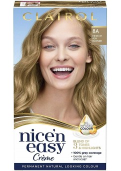 Clairol Nice'n Easy Crème, Natural Looking Oil Infused Permanent Hair Dye, 8A Medium Ash Blonde