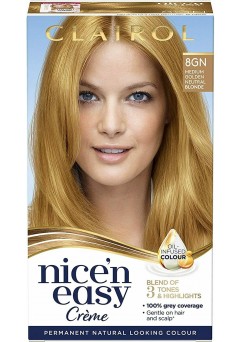 Clairol Nice'n Easy Crème, Natural Looking Oil Infused Permanent Hair Dye, 8GN Medium Natural Golden Blonde