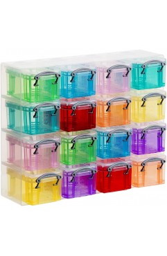 Really Useful Box 16x0.14 Litre Plastic Storage Box Organiser Clear & Assorted