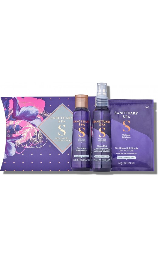 Sanctuary Spa Wellness Pillow Pack, Sleep Mist, Body Lotion & Salt Scrub