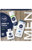 NIVEA MEN Keep It Calm Gift Set (3 Products), Men's Skincare Gift Set for Sensitive Skin with Shower Gel, Shaving Foam, and Post Shave Balm 