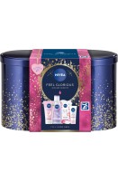 NIVEA Feel Glorious Gift Set (5 Products), Women's Gift Set with Beauty Products, Includes Micellar Water, Face Mask, Day Cream, Cream Wash, with Stylish Oval Tin 