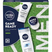 NIVEA MEN Game Ready Gift Set (3 Products), Men's Skincare Gift Set with Shower Gel, Face Wash, and Moisturising Creme, Perfect as Christmas or Birthday Gift 