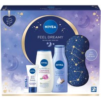 NIVEA Feel Dreamy Skincare Regime Gift Set, Women's Gift Set Includes Shower Cream, Body Lotion, Night Cream, Lip Balm, and Eye Mask