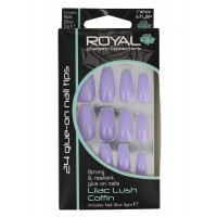 Royal 24 Lilac Lush Coffin Nail Tips with 3g Glue (6 Units)