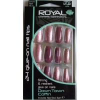 Royal  24 Down Town Coffin Nail Tips with 3g Glue (6 Units )