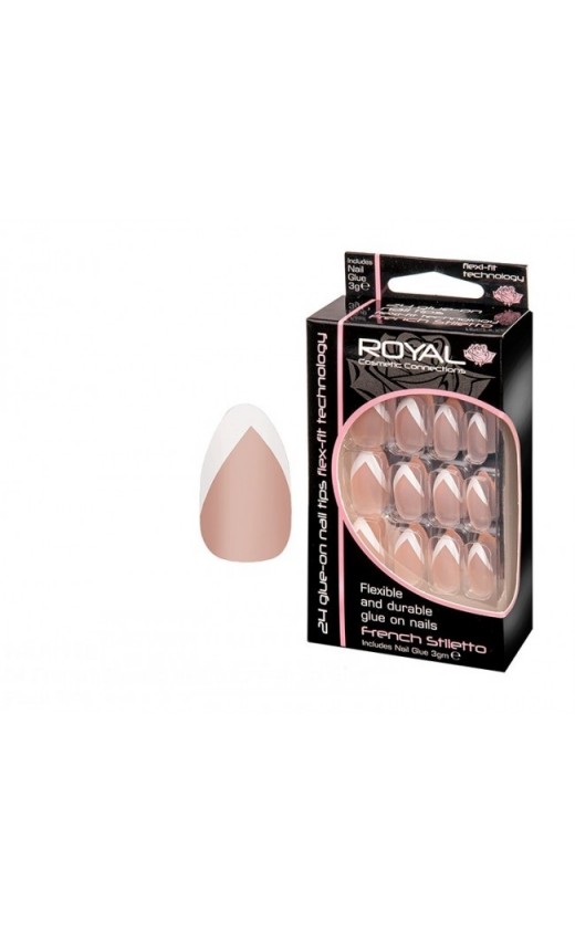 Royal  24 French Stiletto Nail Tips with 3g Glue (6 Units )