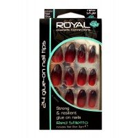 Royal  24 Red Stiletto Nail Tips with 3g Glue - (6 Units )