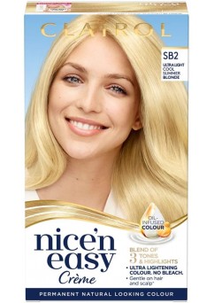 Clairol Nice'n Easy Crème, Natural Looking Oil Infused Permanent Hair Dye, SB2 Ultra Light Cool Summer Blonde